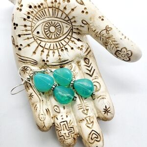 Aqua glass earrings, water drop earrings